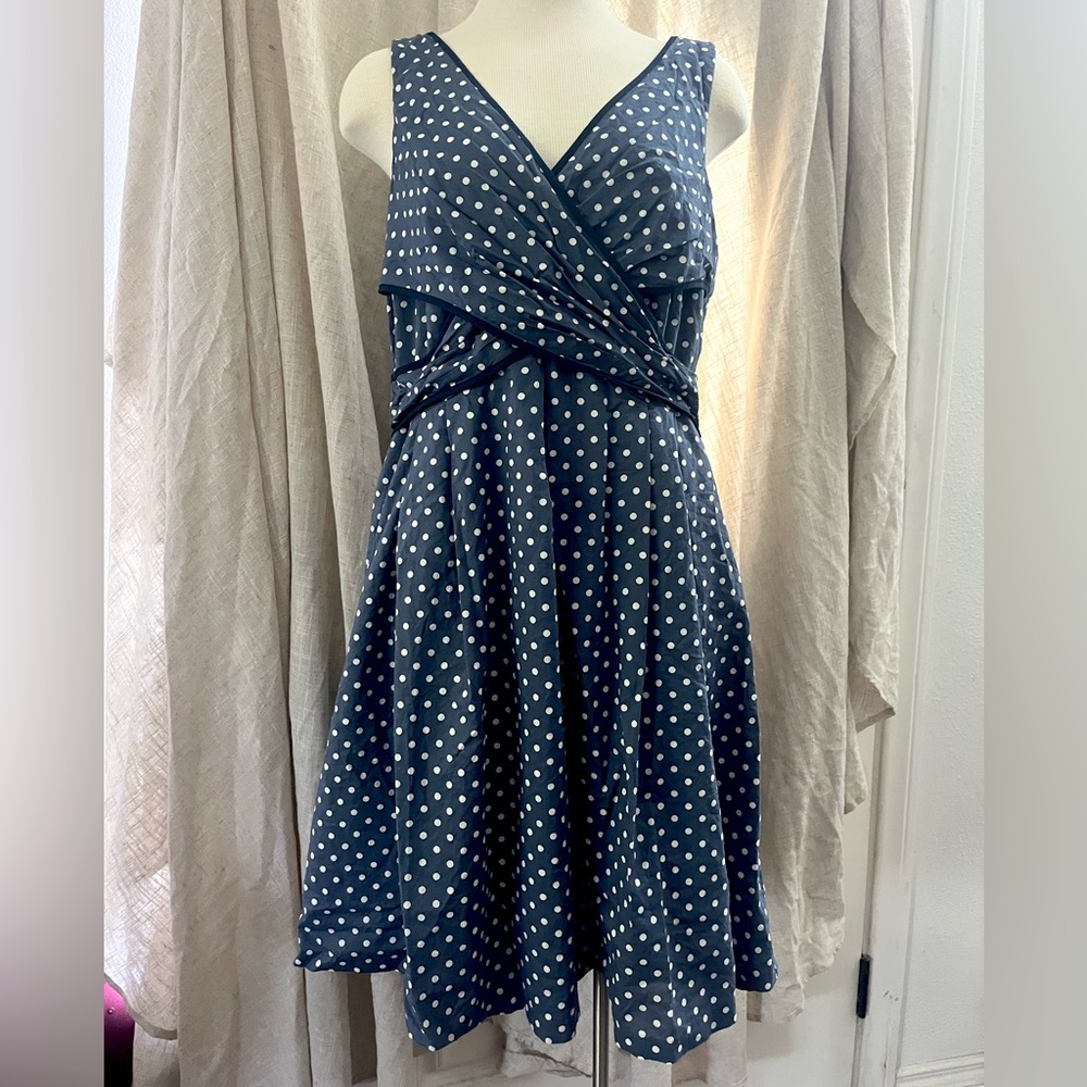 Vintage-Inspired Navy and White Polka Dot Midi Dress